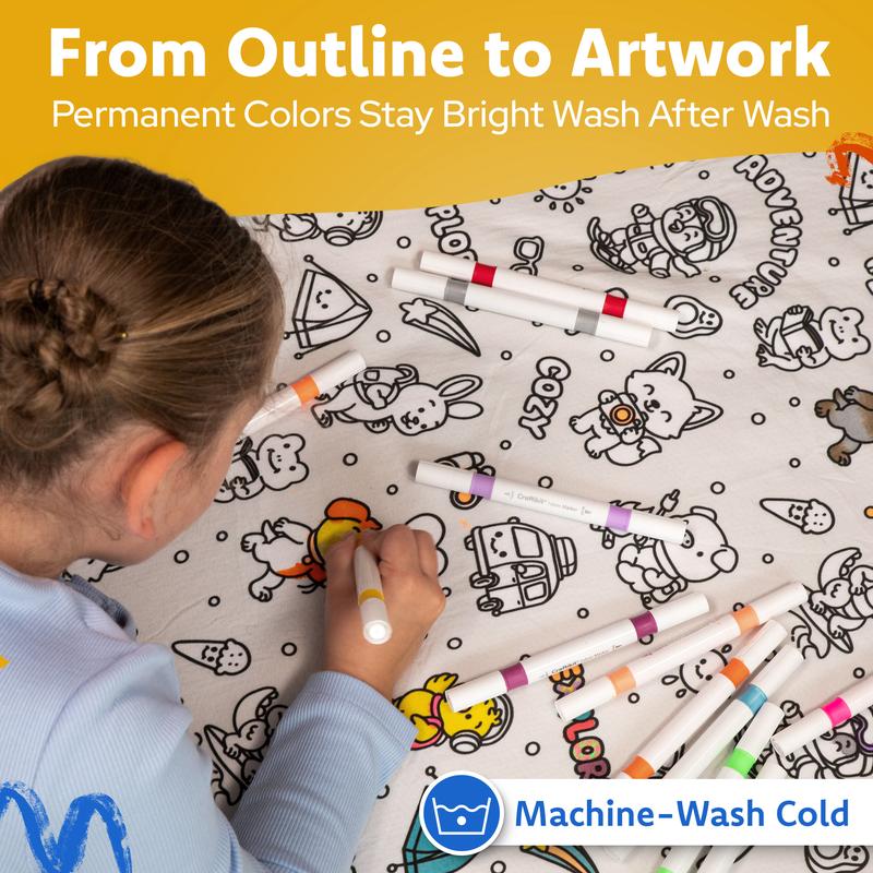 DIY Coloring Sherpa Blanket Activity Kit with Fabric Markers