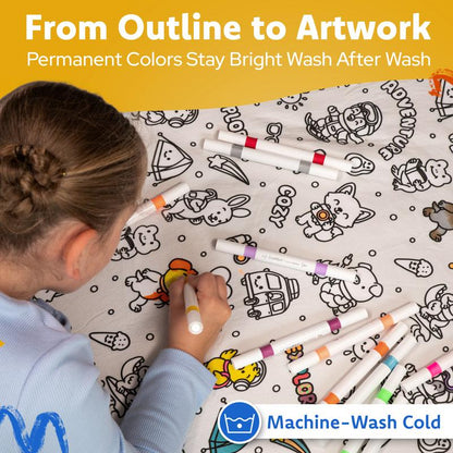 DIY Coloring Sherpa Blanket Activity Kit with Fabric Markers